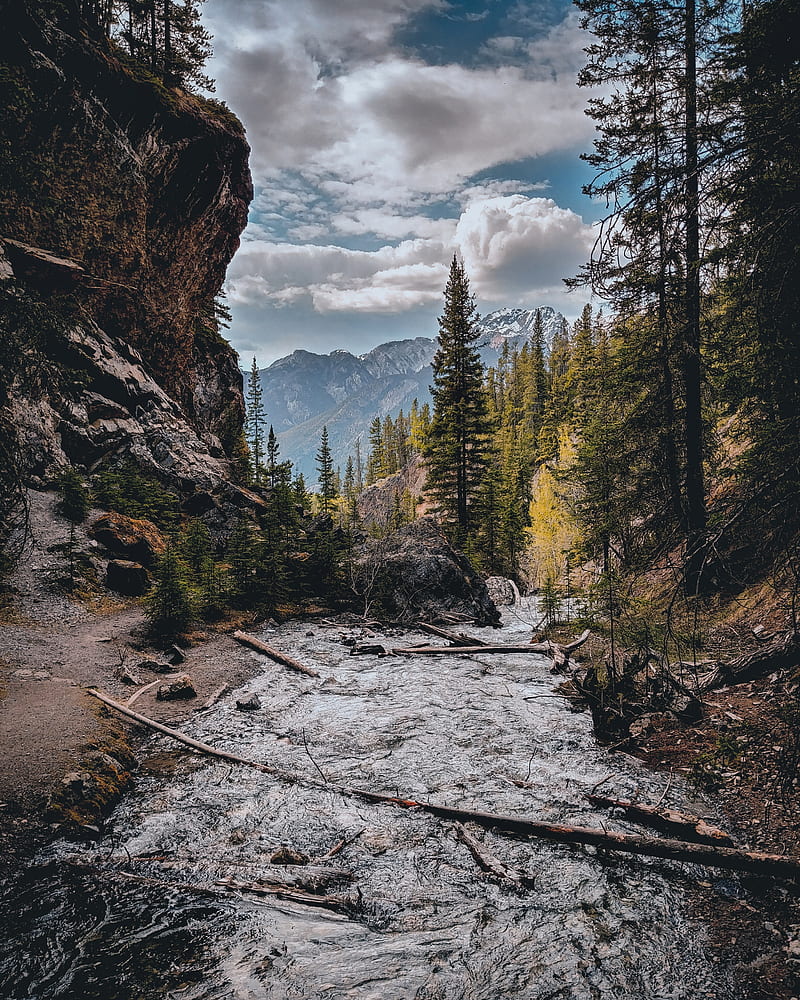 landscape, mountains, rocks, river, stream, HD phone wallpaper