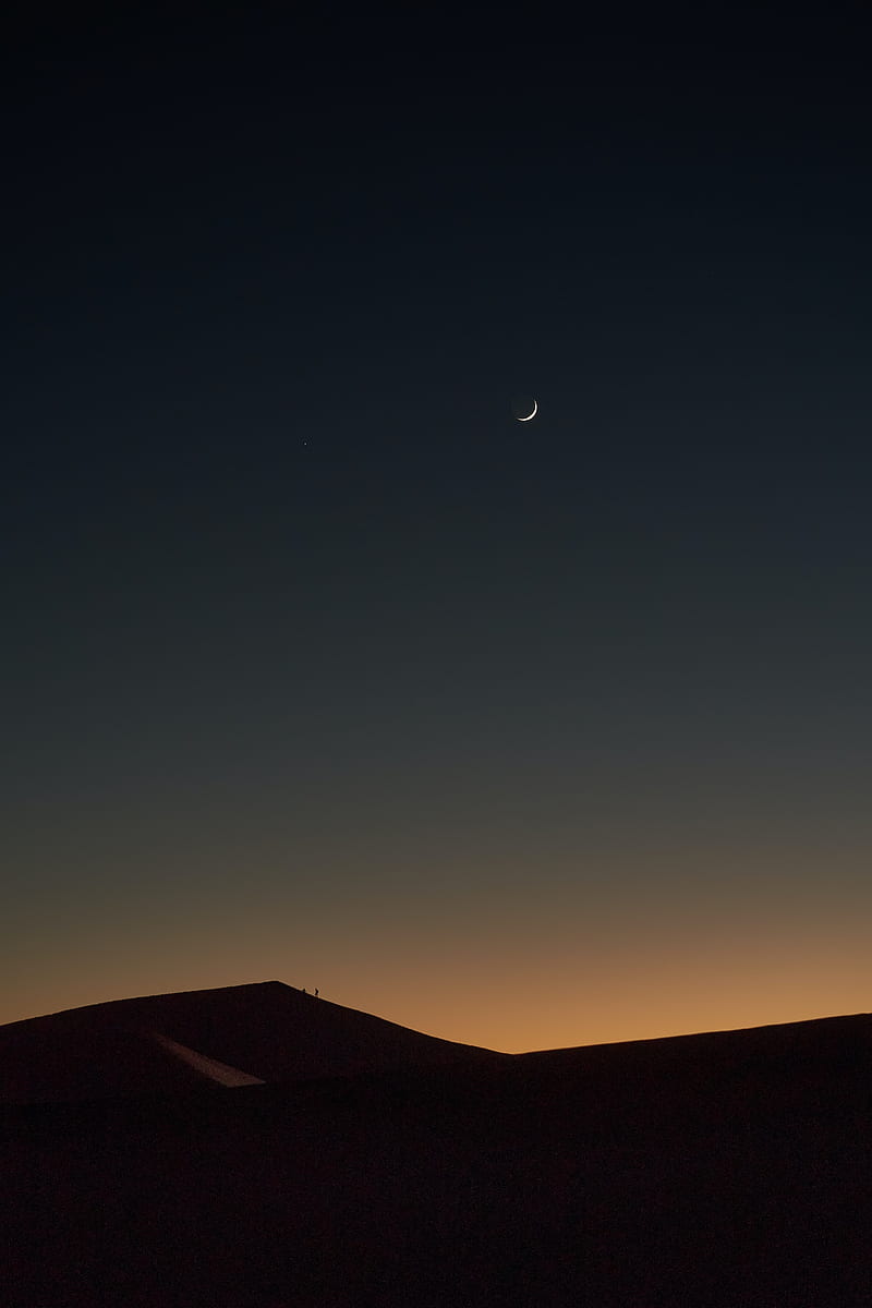 desert, evening, moon, sky, HD phone wallpaper
