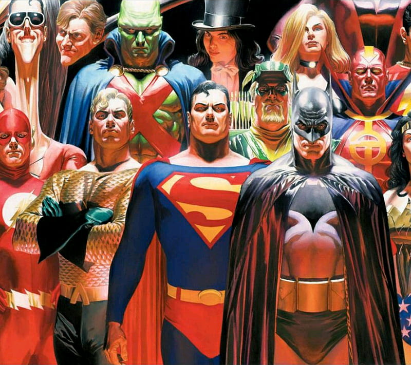 Justice League 3, alex ross, aquaman, batman, dc, dc comics, flash, jla, superman, HD wallpaper
