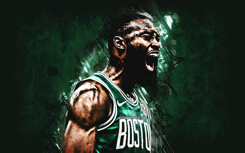Jaylen Brown, NBA, Boston Celtics, green stone background, American Basketball Player, portrait, USA, basketball, Boston Celtics players, HD wallpaper