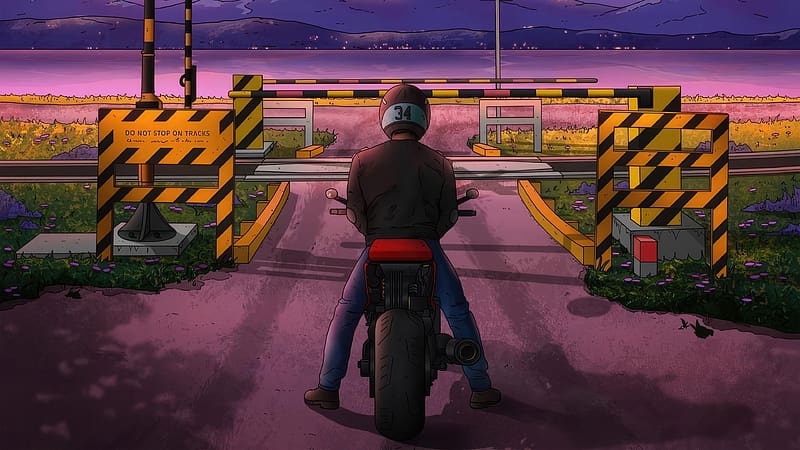 Bike Rider Scifi, biker, scifi, artist, artwork, digital-art, HD wallpaper