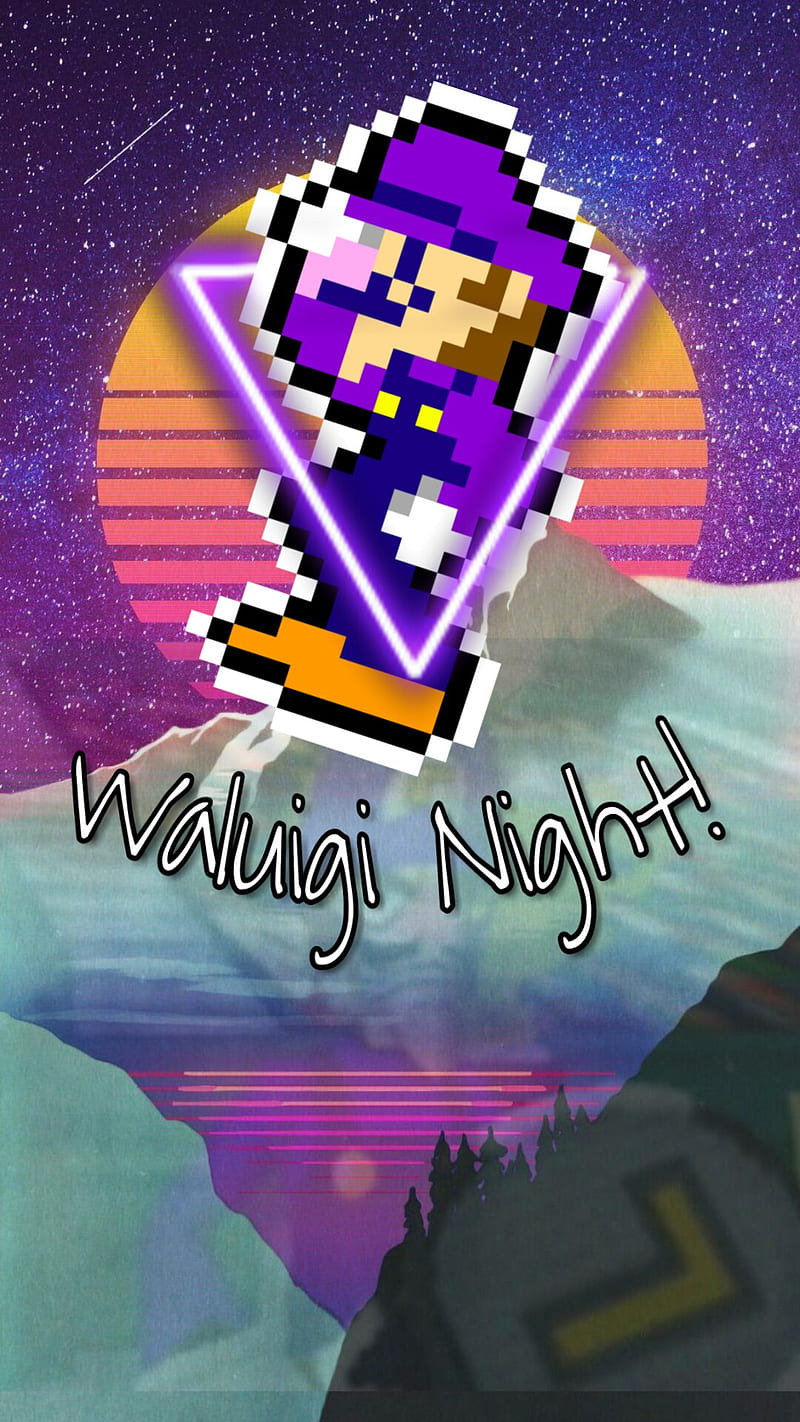 Waluigi Night, aesthetic, games, juegos, mario, mario bros, nes, nintendo, super mario, super mario bros, HD phone wallpaper