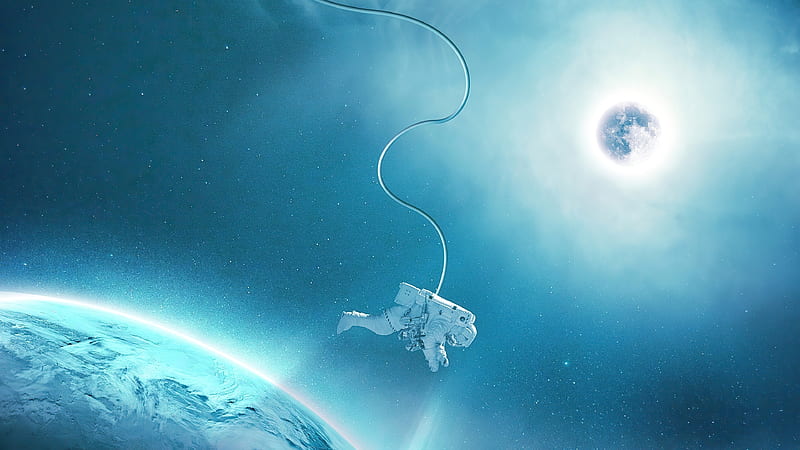Astronaut Outside Planet , astronaut, artist, artwork, digital-art, HD wallpaper