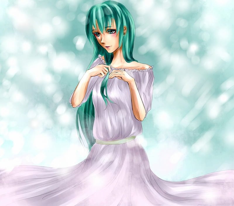 Anime, cute, greenhair, girl, HD wallpaper | Peakpx