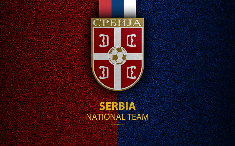 Serbia national football team leather texture, coat of arms, emblem, logo, football, Serbia, HD wallpaper