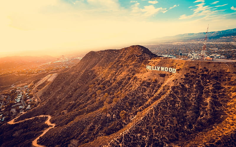 Los Angeles, Hollywood, mountains, America, USA, HD wallpaper