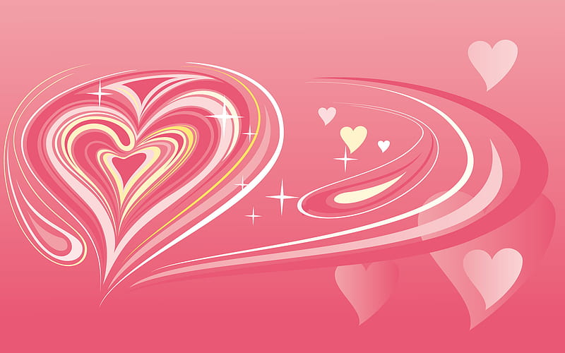 Love, anime, heart, swirls, corazones, pink, HD wallpaper