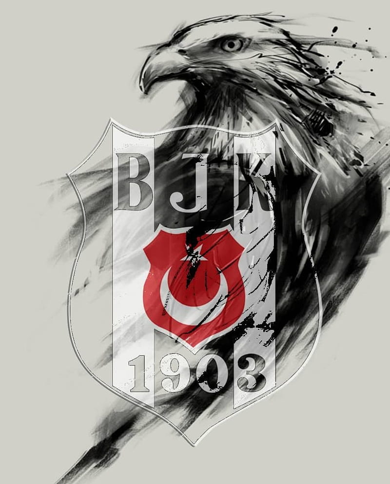 Besiktas, black and white, eagle, HD phone wallpaper