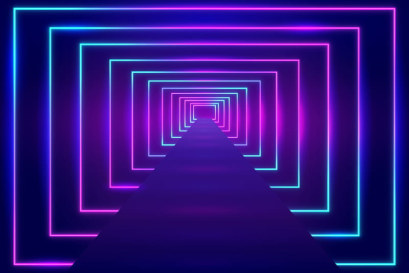 Artistic, Neon, Tunnel, HD wallpaper