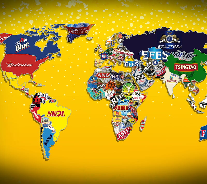 Beer Map, alcohol, brand, drink, logos, world, HD wallpaper