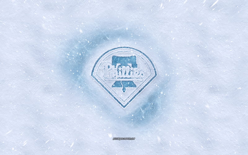 Philadelphia Phillies logo, American baseball club, winter concepts, MLB, Philadelphia Phillies ice logo, snow texture, Philadelphia, USA, snow background, Philadelphia Phillies, baseball, HD wallpaper