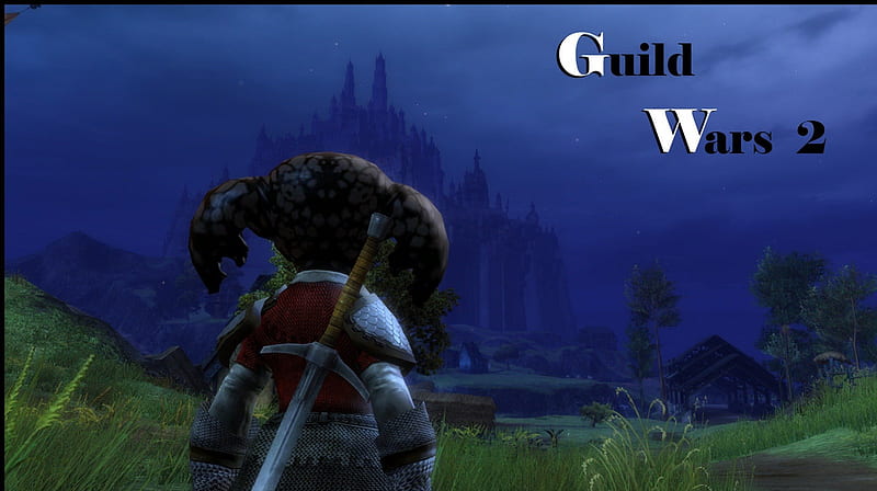 Wanderlust, guild wars 2, epic, reach, asura, divinity, warrio, castle, sword, HD wallpaper