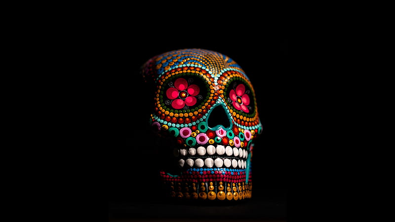Multi Color Skull , skull, artist, artwork, digital-art, HD wallpaper