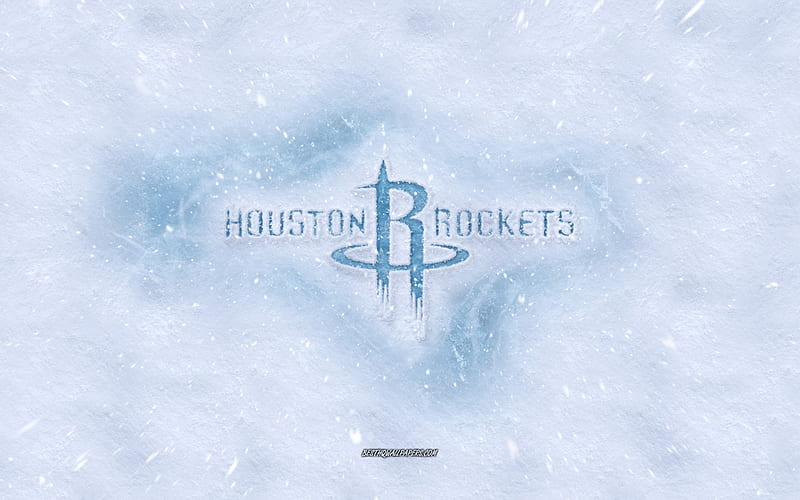 Houston Rockets logo, American basketball club, winter concepts, NBA, Houston Rockets ice logo, snow texture, Houston, Texas, USA, snow background, Houston Rockets, basketball, HD wallpaper