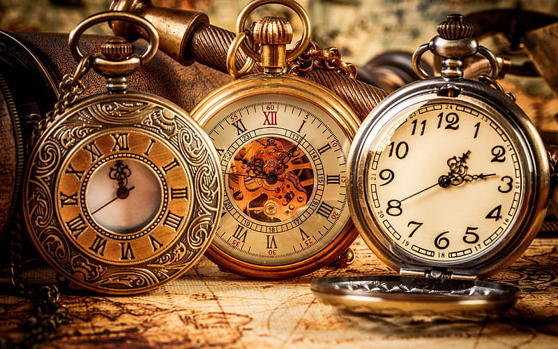 old clock, old pocket watch, time, gold watch, antique pocket watches, HD wallpaper