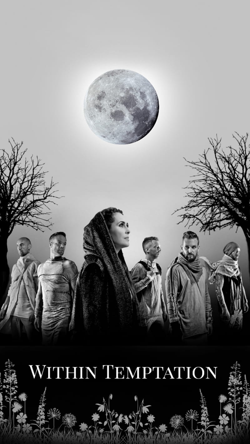 Within Temptation , band, moon, music, HD phone wallpaper