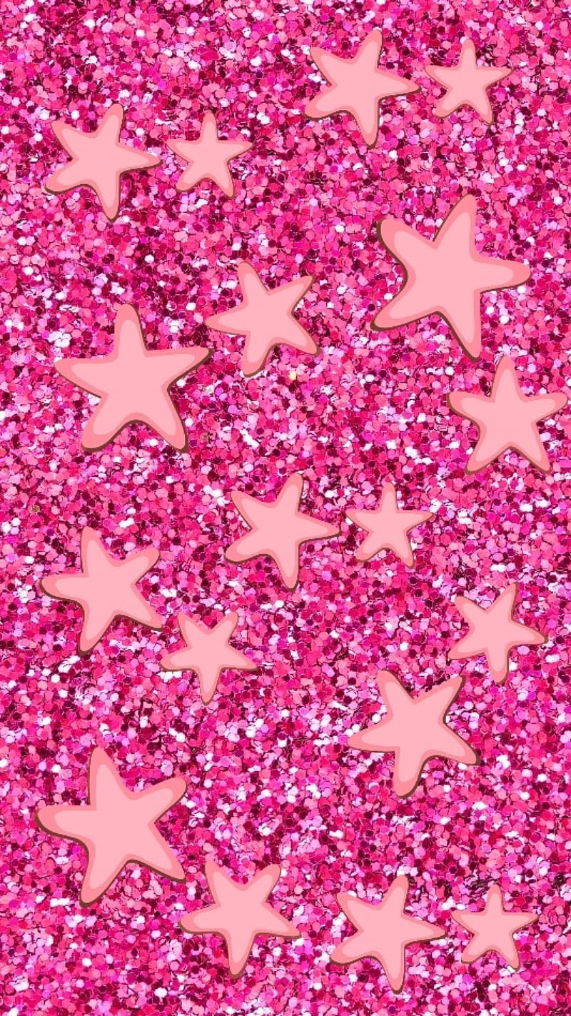 Glitter stars, pink, HD phone wallpaper