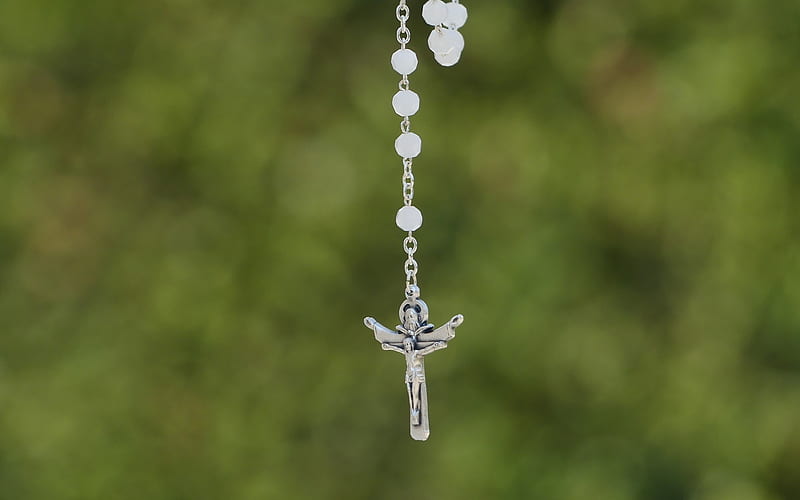Rosary with Holy Trinity, Holy Trinity, prayer, cross, rosary, green, HD wallpaper