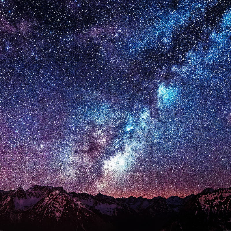 Starry, mountain, night, sky, star, HD phone wallpaper