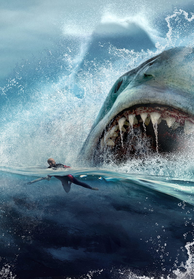 The meg, movie, ocean, sea, shark, sharks, HD phone wallpaper