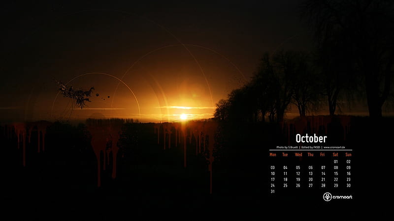 Sunset-October 2011 - Calendar, HD wallpaper