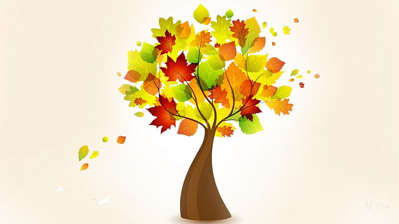 Falls Tree, fall, art, autumn, tree, leaves, simple, Firefox Persona ...