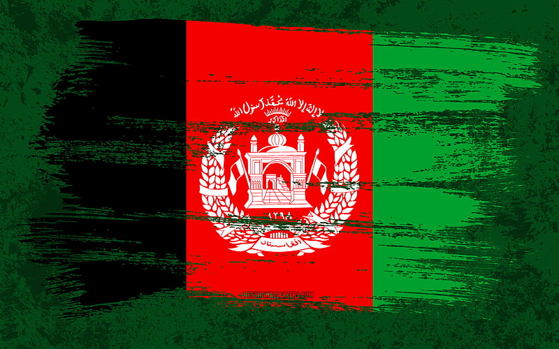 Flag of Afghanistan, grunge flags, Asian countries, national symbols, brush stroke, Afghan flag, grunge art, Afghanistan flag, Asia, Afghanistan, HD wallpaper