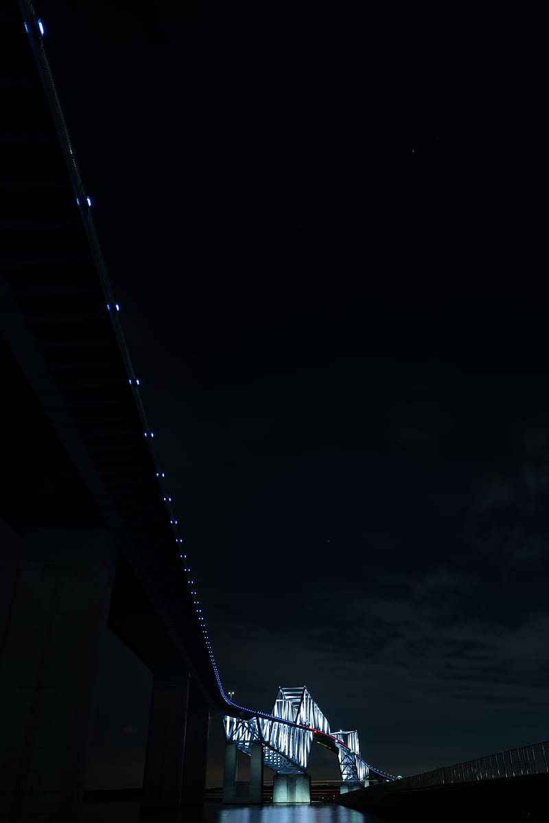 bridge, night, dark, backlight, architecture, HD phone wallpaper