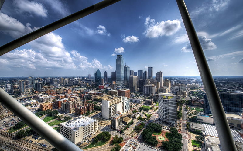 Bank of America Plaza, Dallas, city panorama, skyscrapers, sky, R, cityscape, summer, USA, HD wallpaper