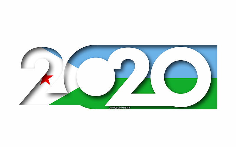 Djibouti 2020, Flag of Djibouti, white background, Djibouti, 3d art, 2020 concepts, Djibouti flag, 2020 New Year, 2020 Djibouti flag, HD wallpaper