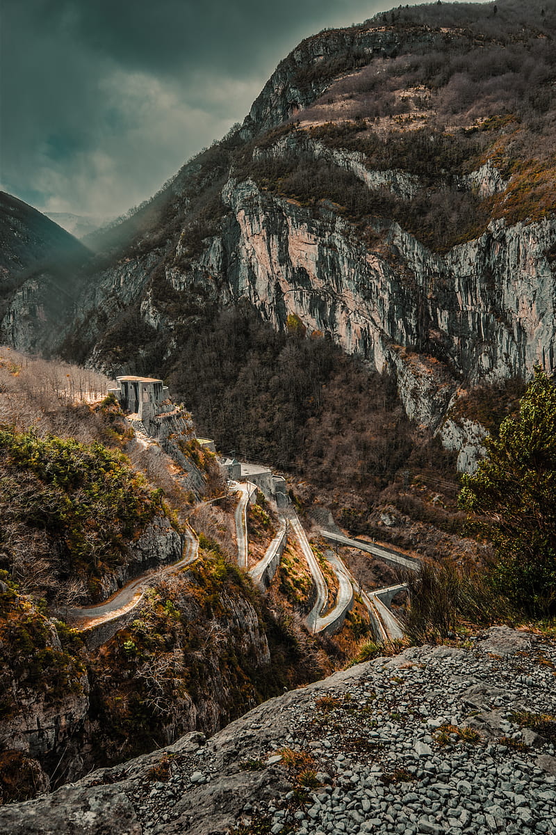 mountains, road, peaks, landscape, france, HD phone wallpaper