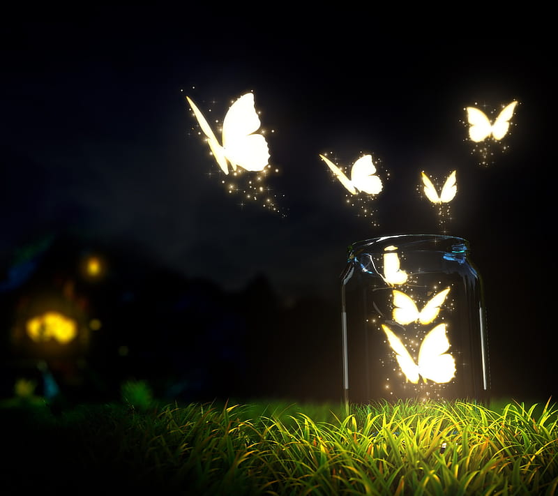 Butterflies Mason, butterfly, jar, HD wallpaper