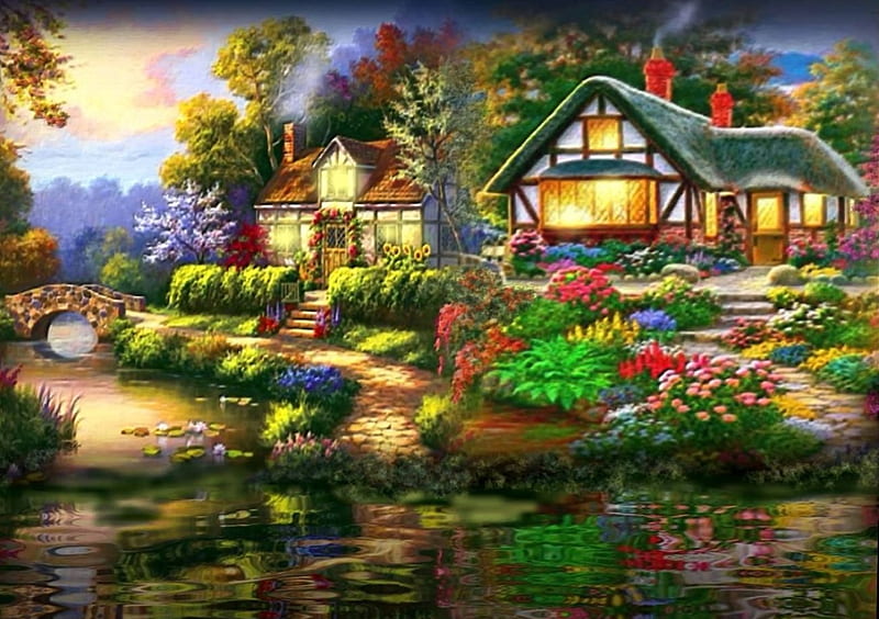 Casas de campo, pasion, color, natural, vista, Fondo de pantalla HD | Peakpx