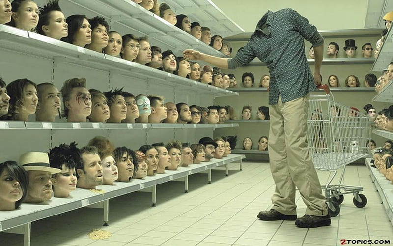 Heads, 3d, funny, absract, people, HD wallpaper