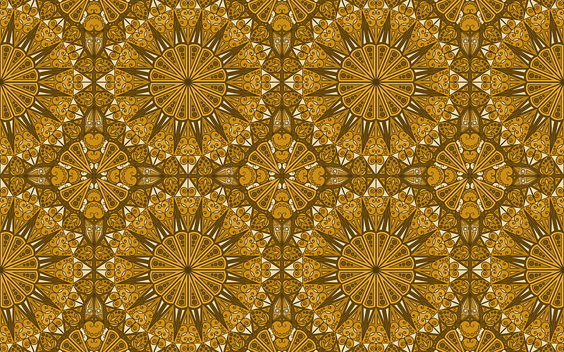 yellow ornaments texture yellow ornaments background, ornaments pattern, retro ornament texture, ornament retro background, HD wallpaper