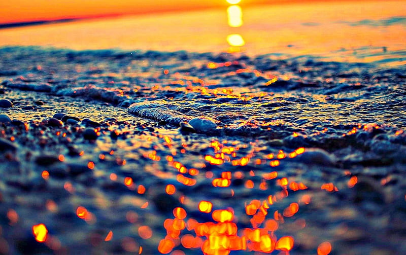 Incredible Colored Sunset Waters, water, breath-taking, sunset, reflection, enhanced colors, HD wallpaper