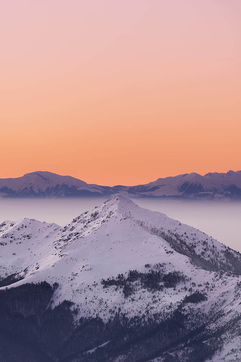 mountain, peak, snowy, sky, landscape, HD phone wallpaper