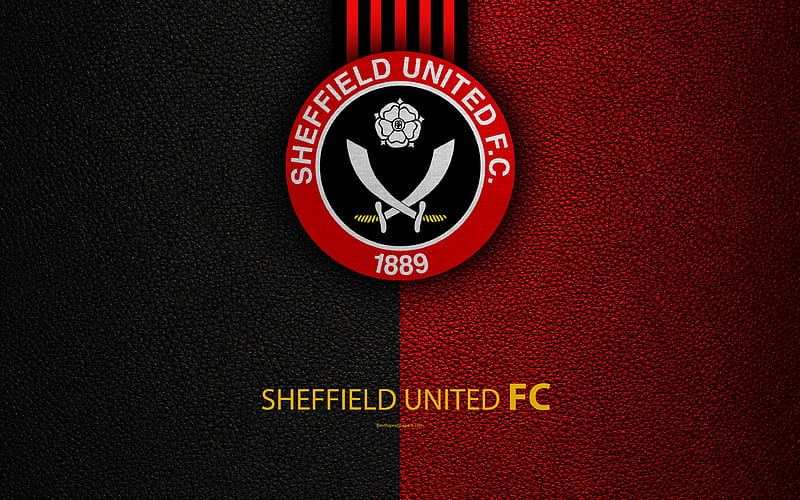 Sheffield United FC English Football Club, logo, Football League Championship, leather texture, Sheffield, South Yorkshire, United Kingdom, EFL, football, Second English Division, HD wallpaper