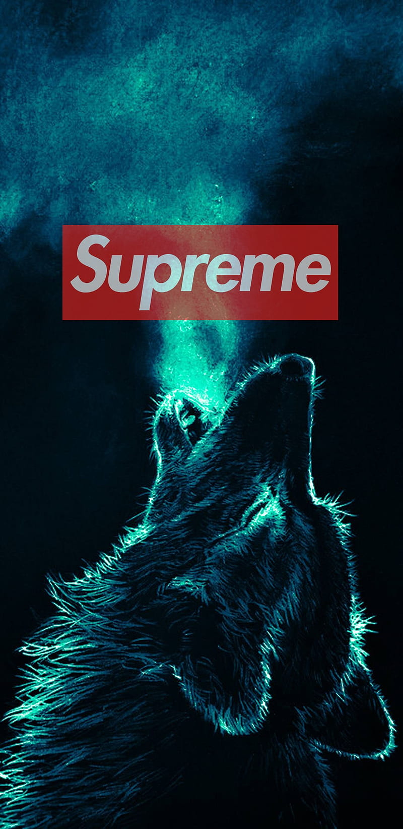Supreme Wolf, skateboard, trademark, hip-hop green, urban, style, skate, HD phone wallpaper