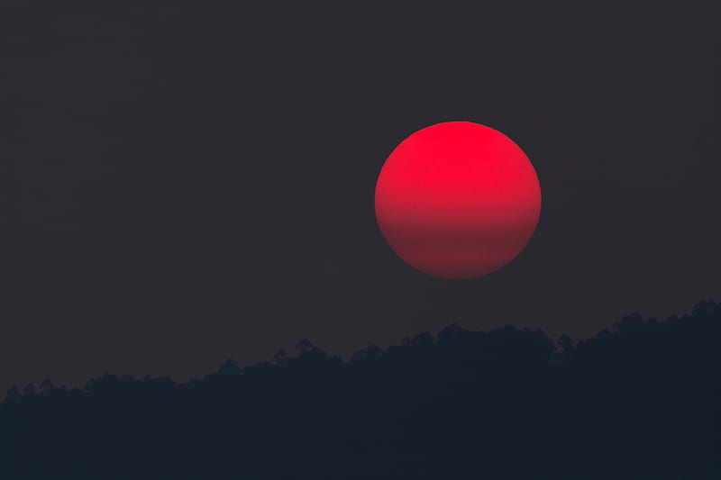 Red Moon At Evening, moon, evening, nature, HD wallpaper