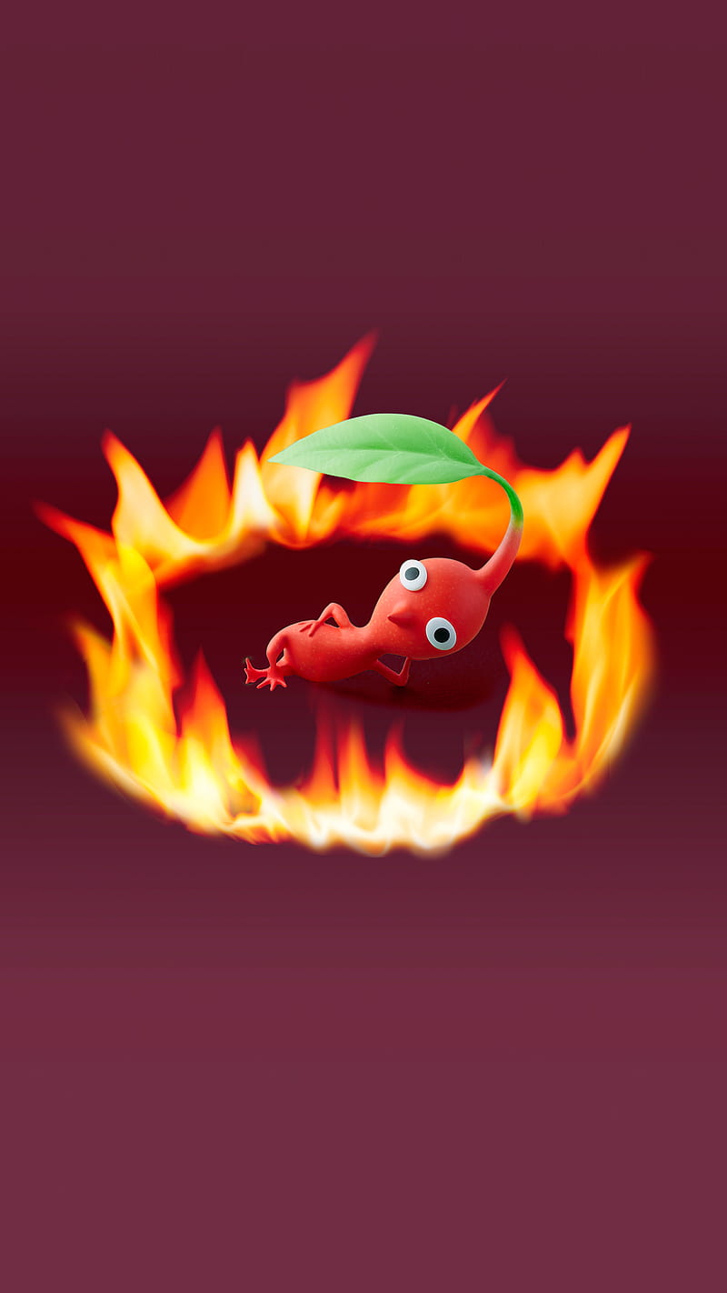 Red Pikmin, bud, fire, flower, fruit, game, leaf, love, my nintendo, nintendo, olimar, space, video game, HD phone wallpaper