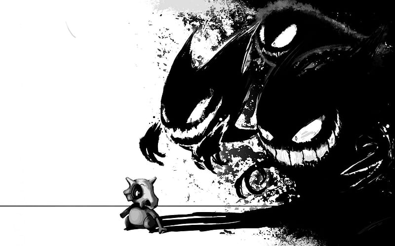 Ghoul Shadows, gengar, ghosts, haunter, ghastly, black, cubone, white, HD wallpaper