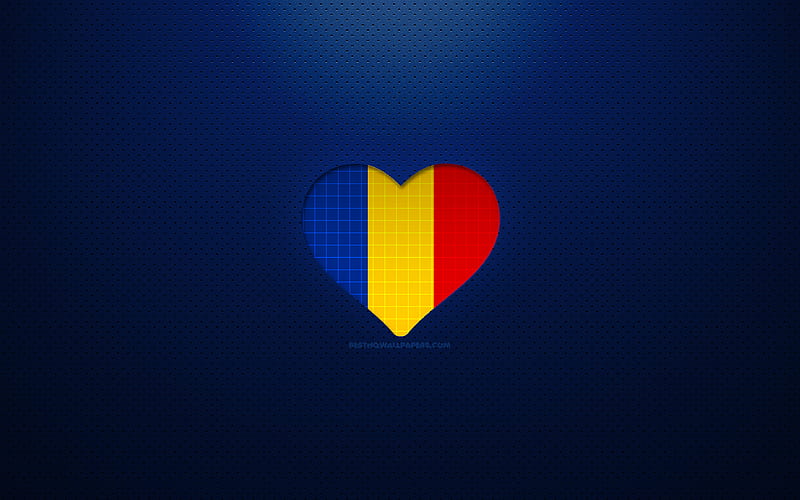 I Love Romania Europe, blue dotted background, Romanian flag heart, Romania, favorite countries, Love Romania, Romanian flag, HD wallpaper