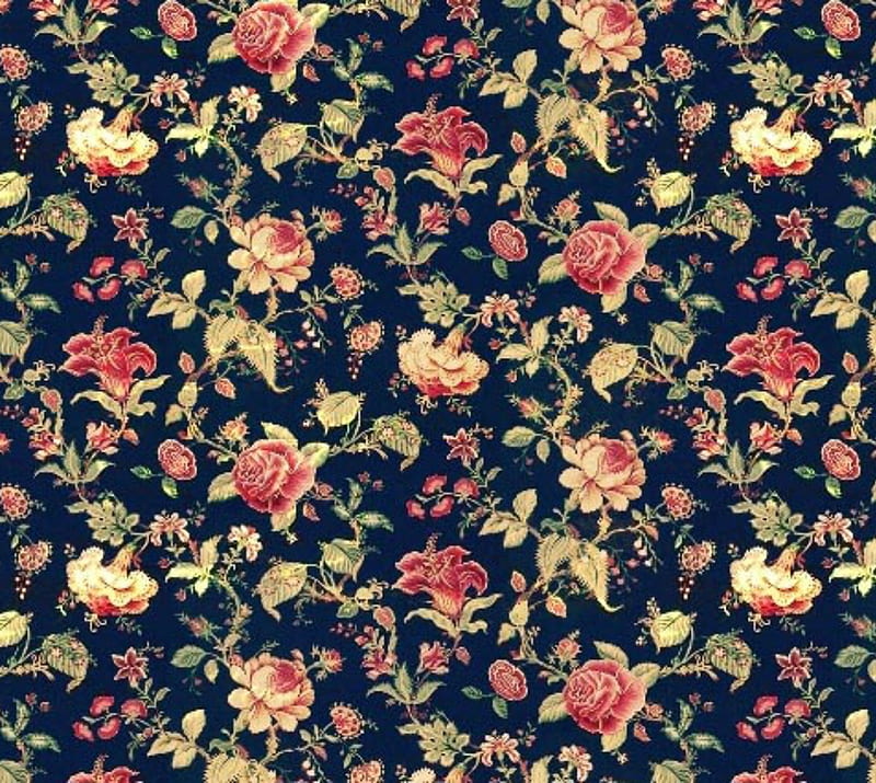 Old flowers, pattern, vintage, HD wallpaper