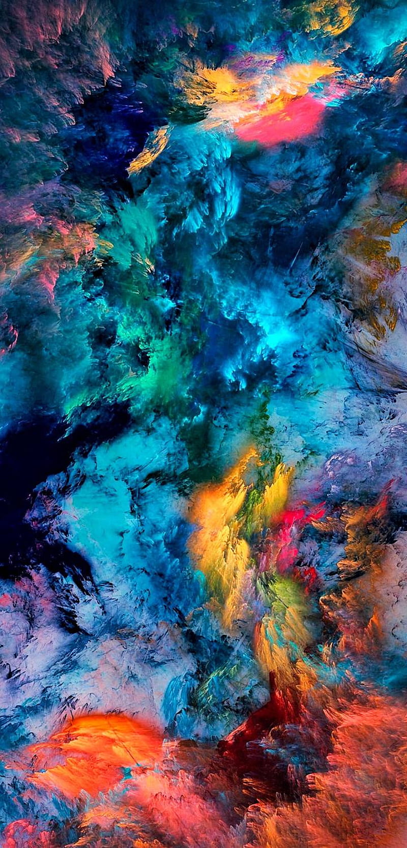 colour clouds, storm, colors, color, mix, space, ocean, 2019, sea, landscapes, HD phone wallpaper