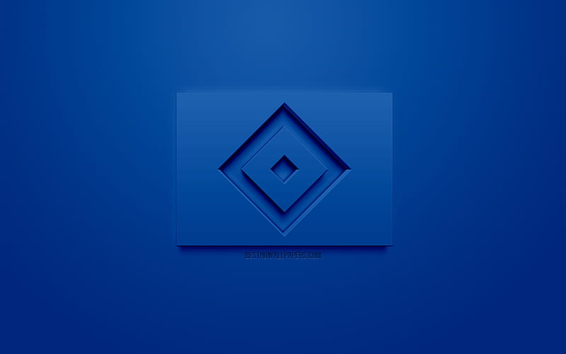 Hamburger SV, creative 3D logo, blue background, 3d emblem, German football club, Bundesliga 2, Hamburg, Germany, 3d art, football, stylish 3d logo, HD wallpaper