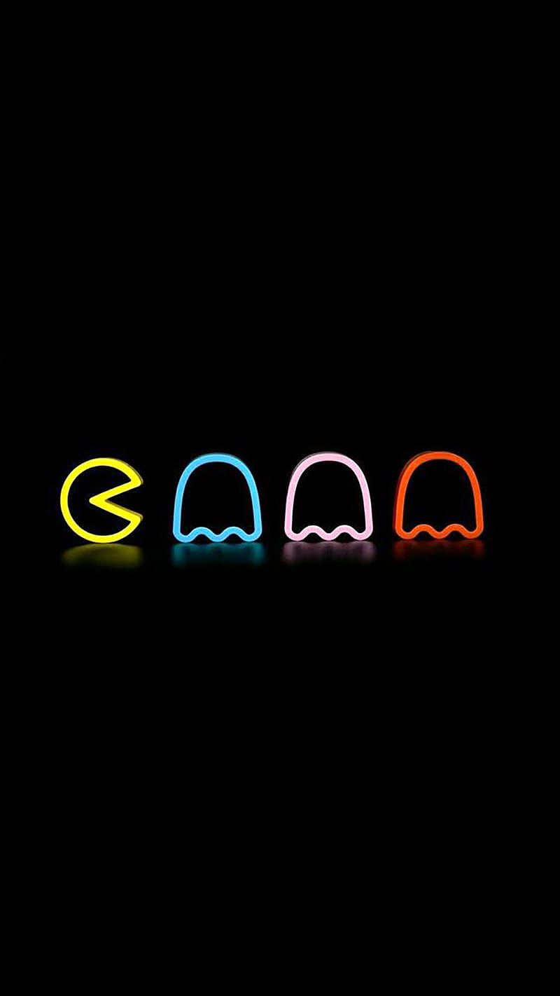 Neon pacman, game, over, HD phone wallpaper