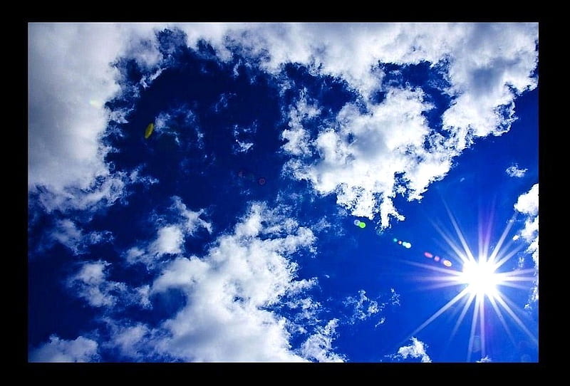 Cloudy Blue Sky, sun, shine, sunny, abstract, sky, clouds, rays, bright, heaven, sun rays, nature, sunshine, blue sky, white, blue, HD wallpaper