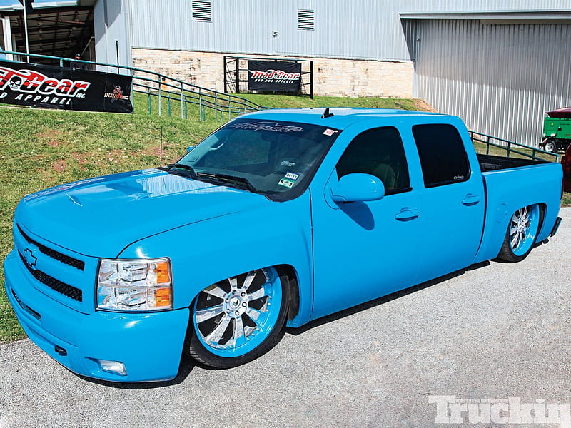 All Blue Chevy, Bowtie, Lowered, Window Tint, Truck, HD wallpaper
