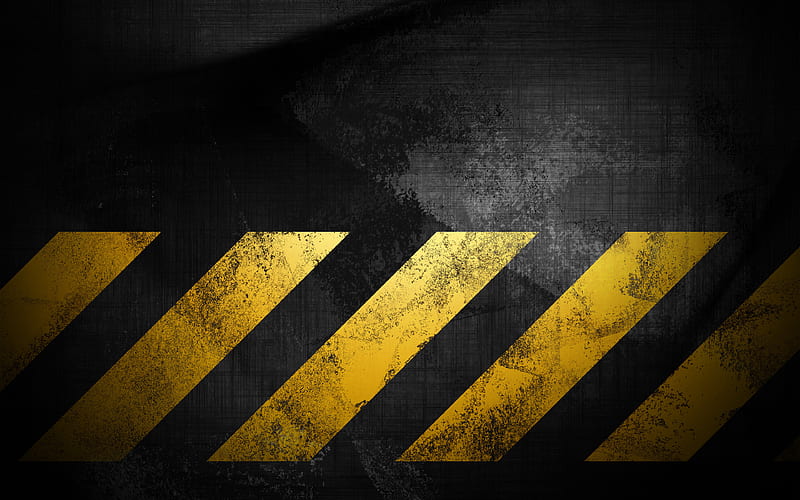 grunge, caution strips, warning background, gray background, yellow lines, warning tapes, HD wallpaper